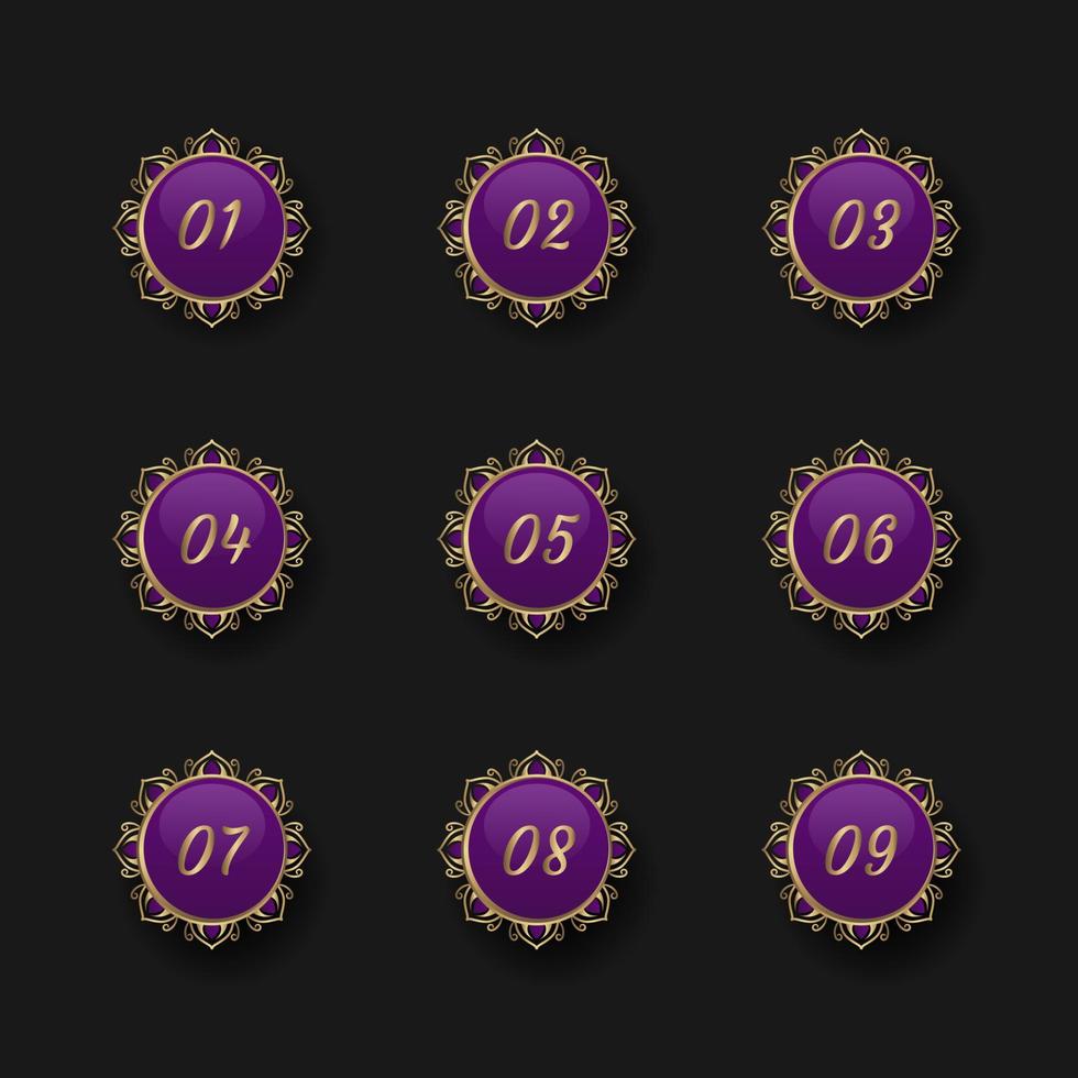 point number set, golden vintage vector