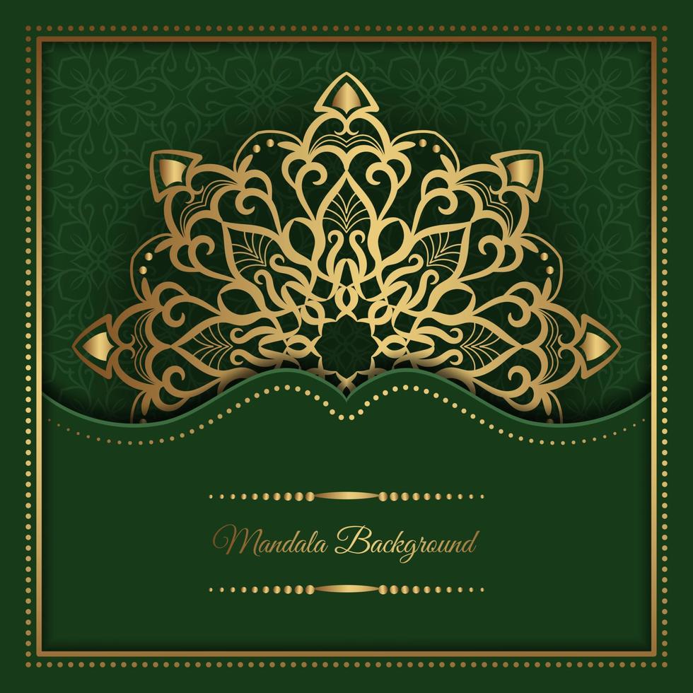 Green luxury background  with mandala ornament vector