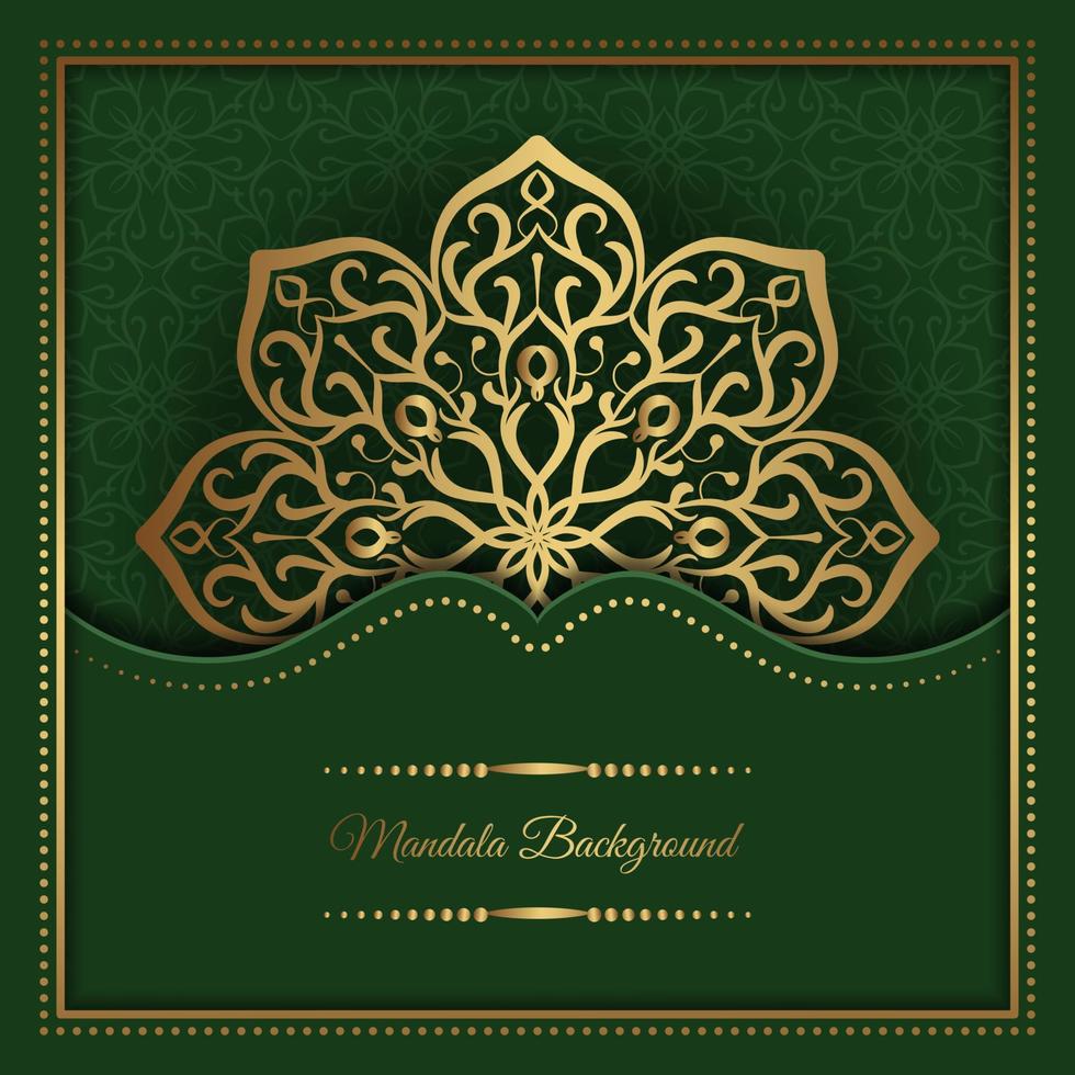 Green luxury background  with mandala ornament vector