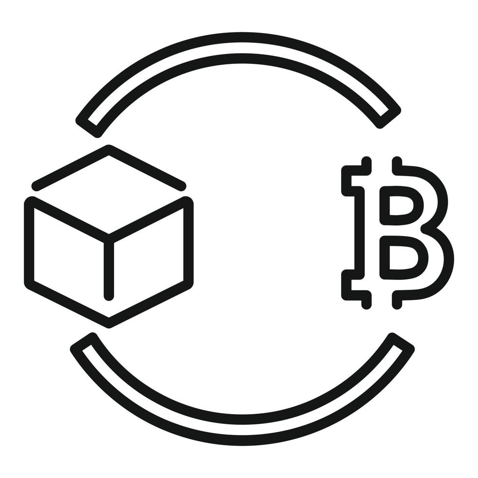 blockchain pago icono contorno vector. bloquear cadena vector