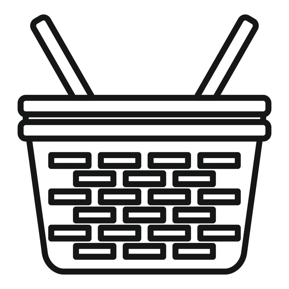Fruit basket icon outline vector. Picnic wicker vector