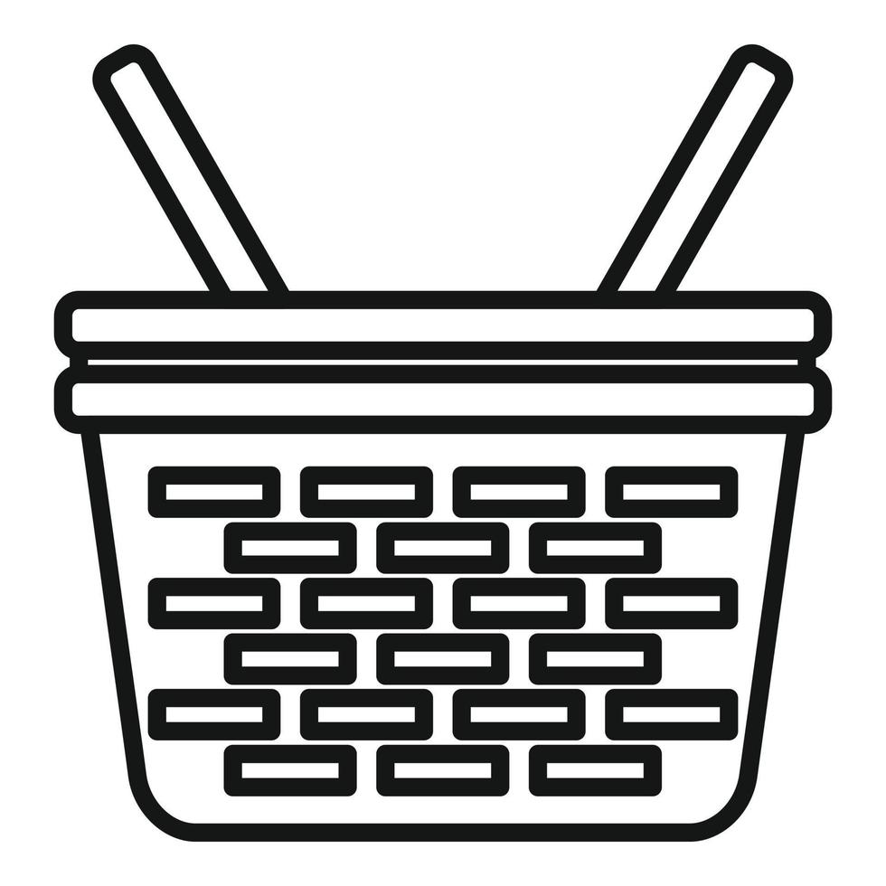 Fruit basket icon outline vector. Picnic wicker vector