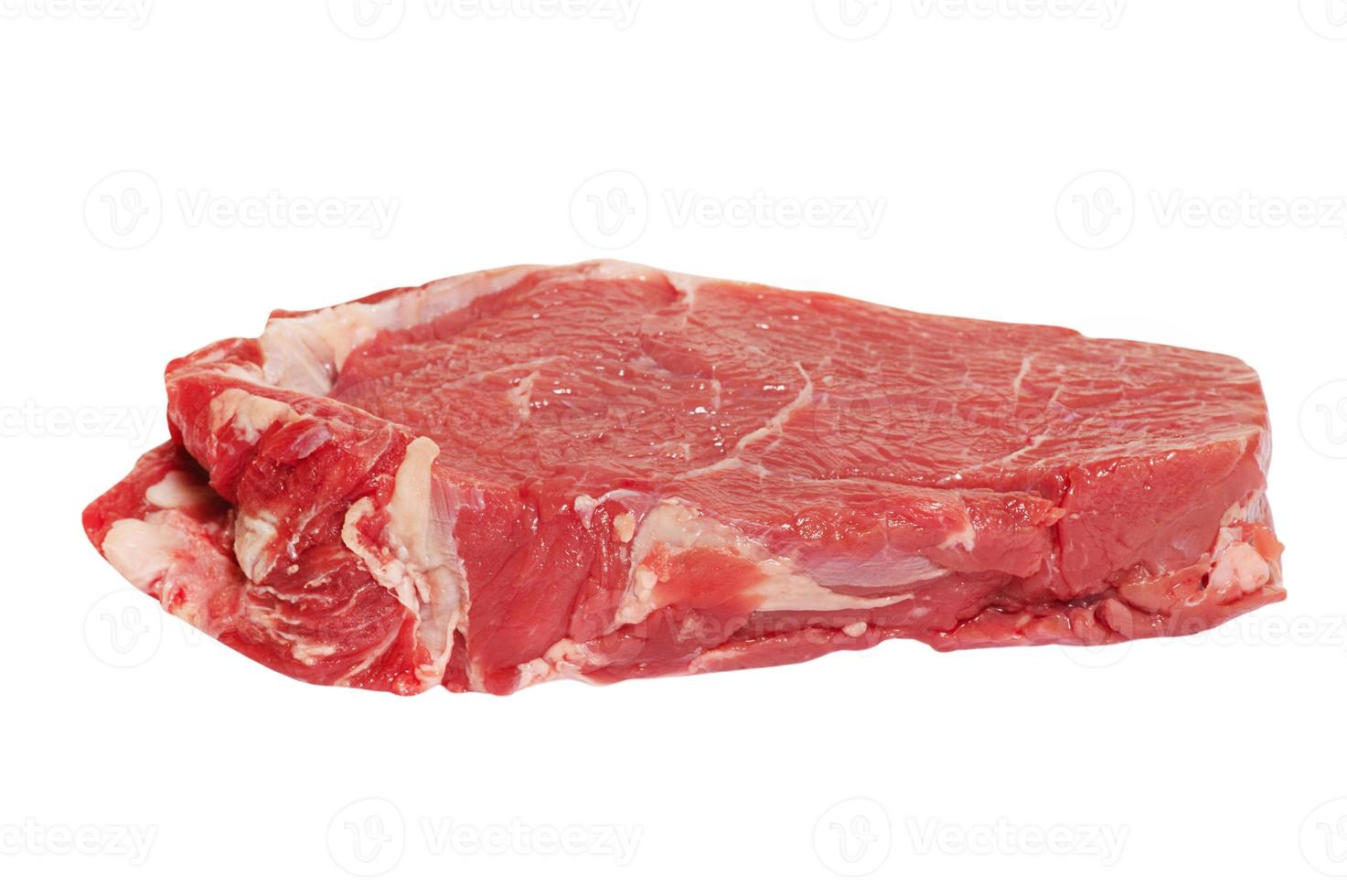 Beef steak on a white background. Raw meat for cooking. photo