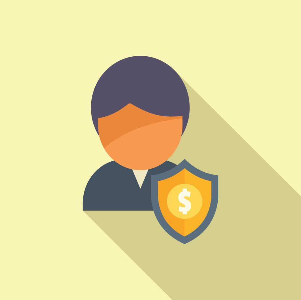 Secured person icon flat vector. Business risk vector