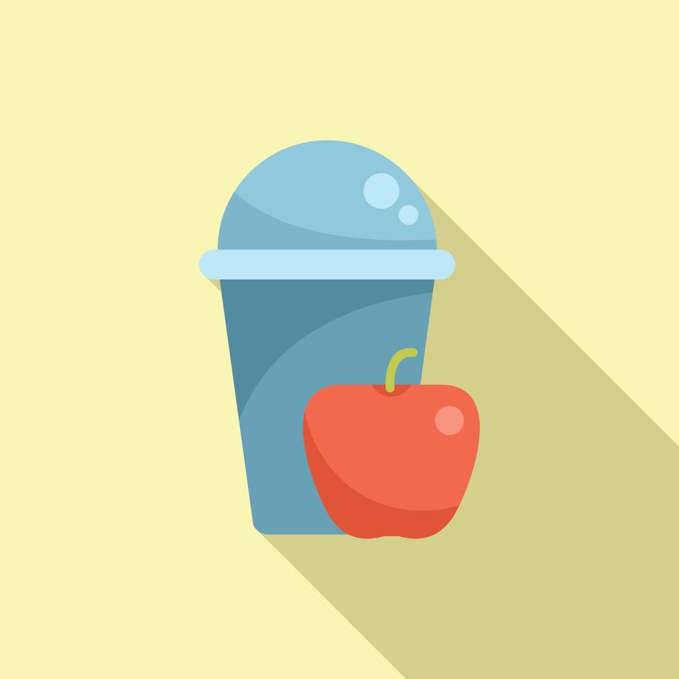 Apple drink icon flat vector. School food vector