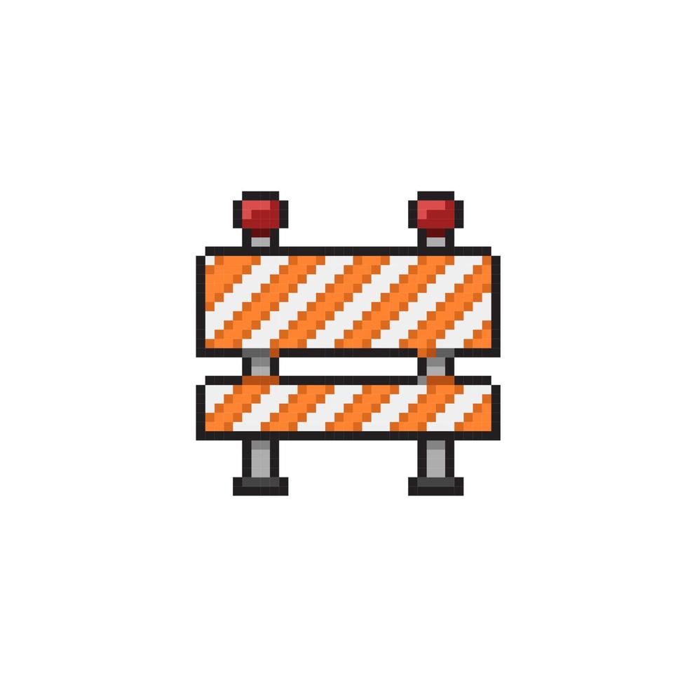 traffic barrier in pixel art style vector