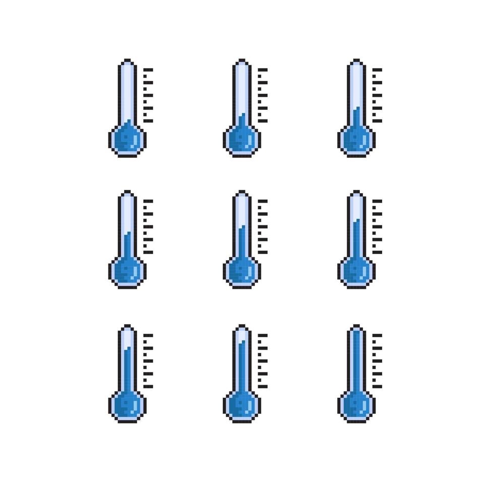 cold temperature indicator set in pixel art style vector