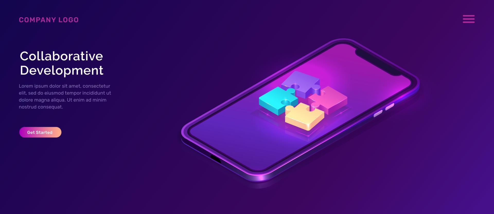 Collaborative development, isometric concept vector