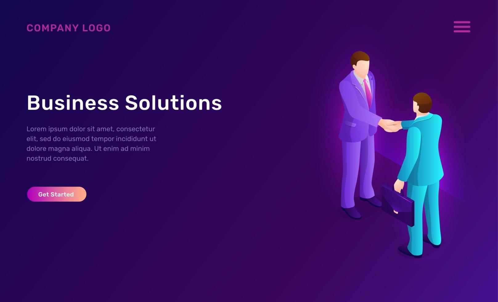 Business solution and agreement isometric concept vector