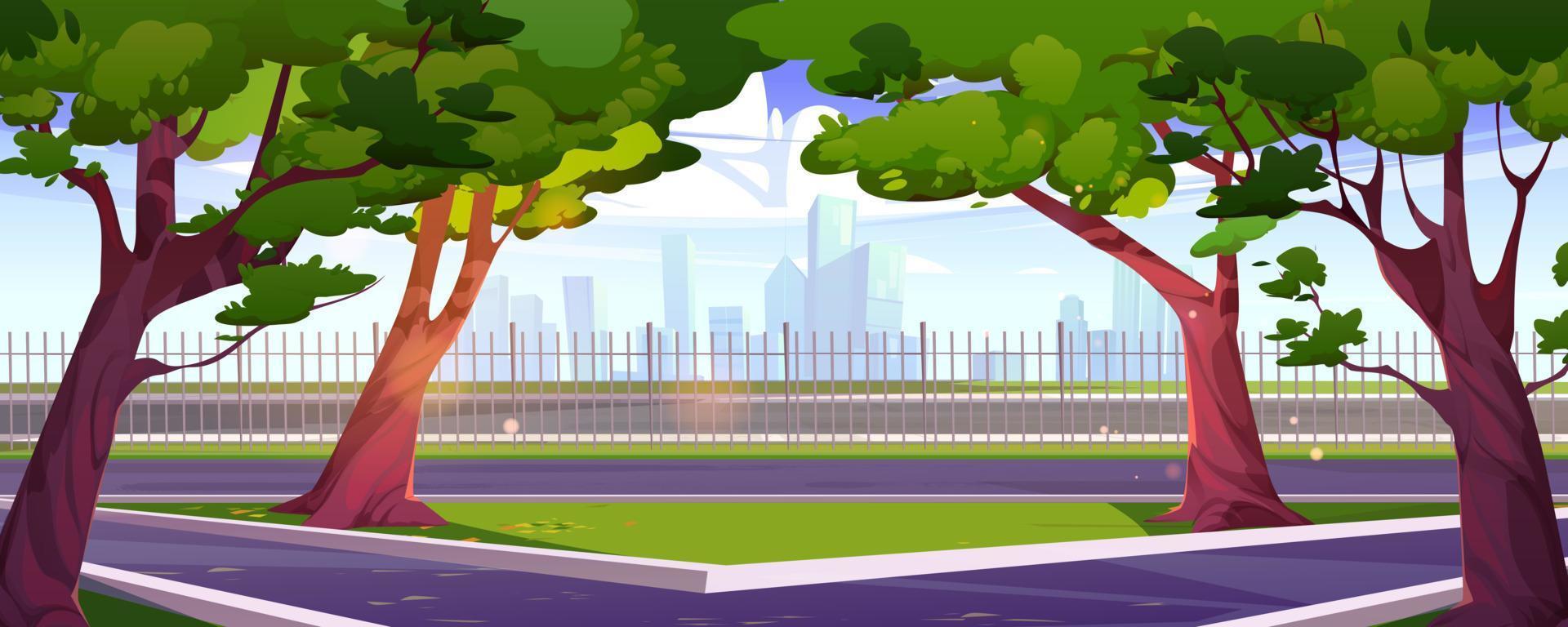 Summer city landscape, Nobody in town park scene vector