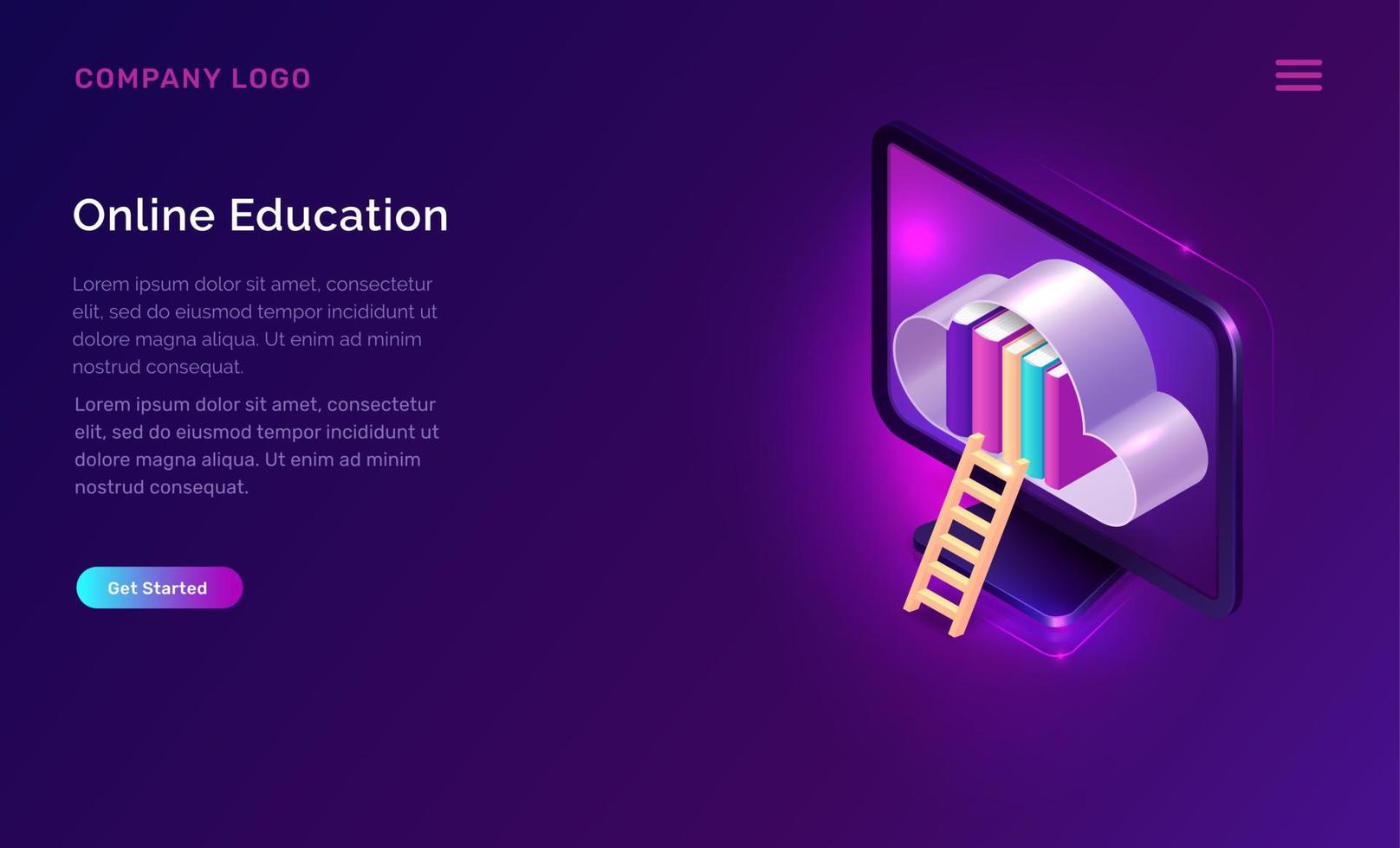 Online education or library isometric concept vector