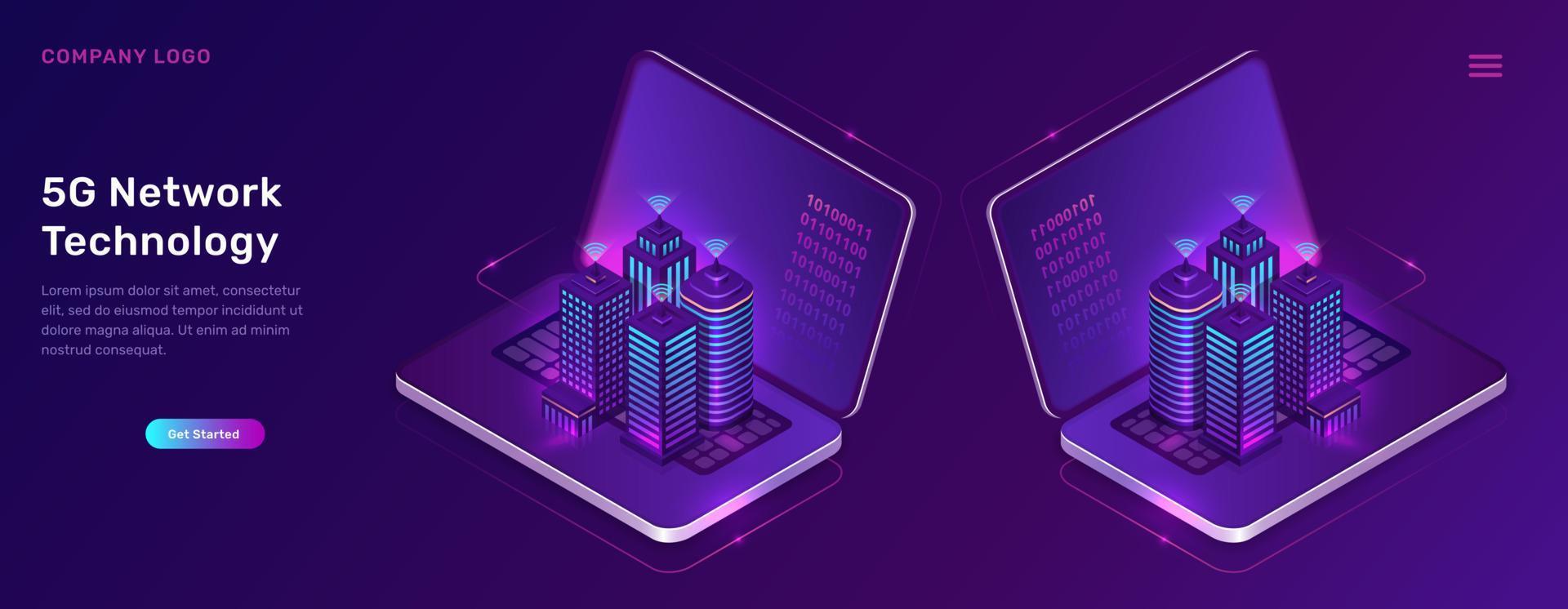 5G network technology, isometric concept vector