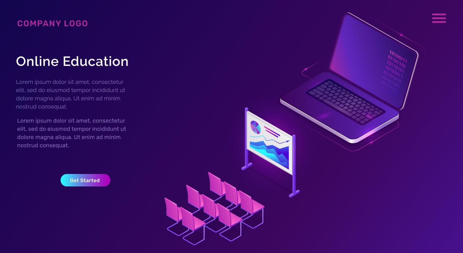 Online education or training isometric concept vector