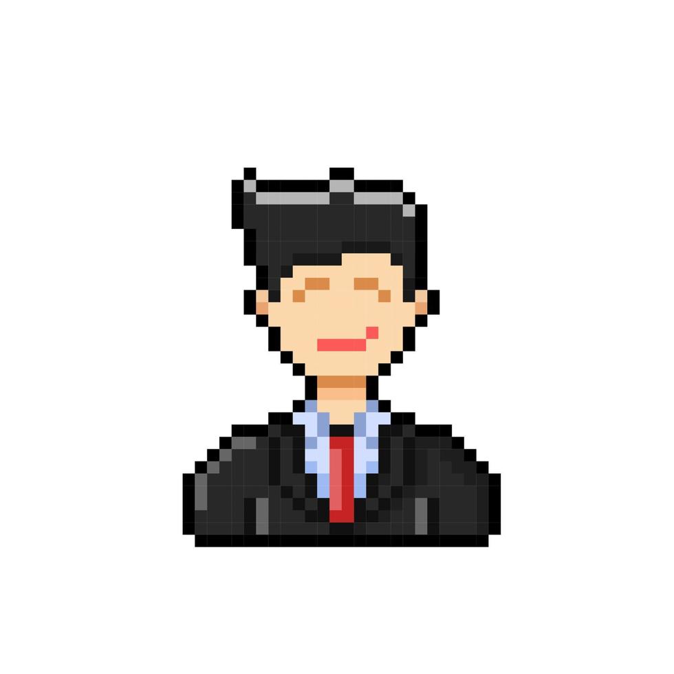 a man wearing black suit in pixel art style vector