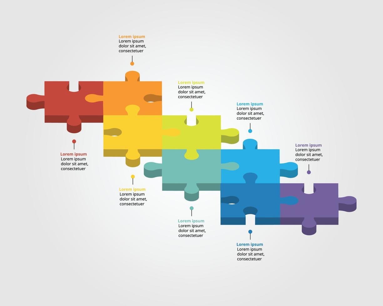 jigsaw timeline template for infographic for presentation for 8 element vector