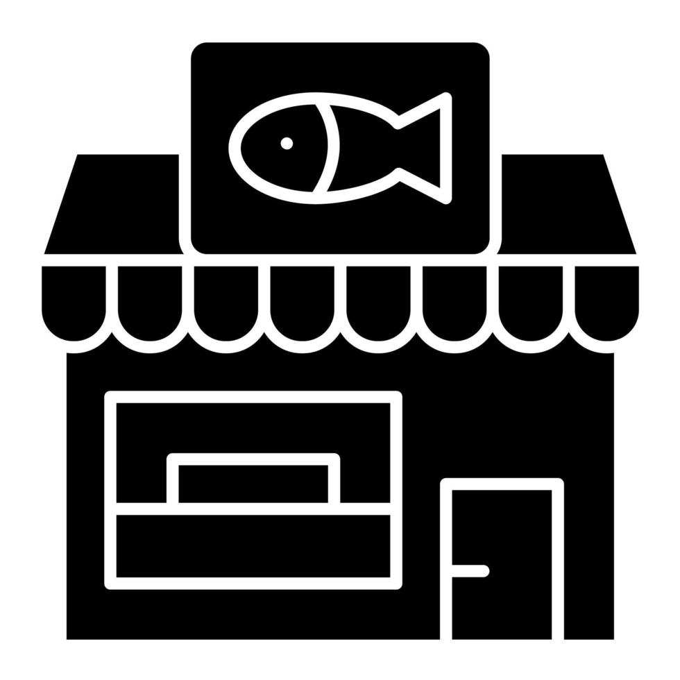 pescado tienda vector icono
