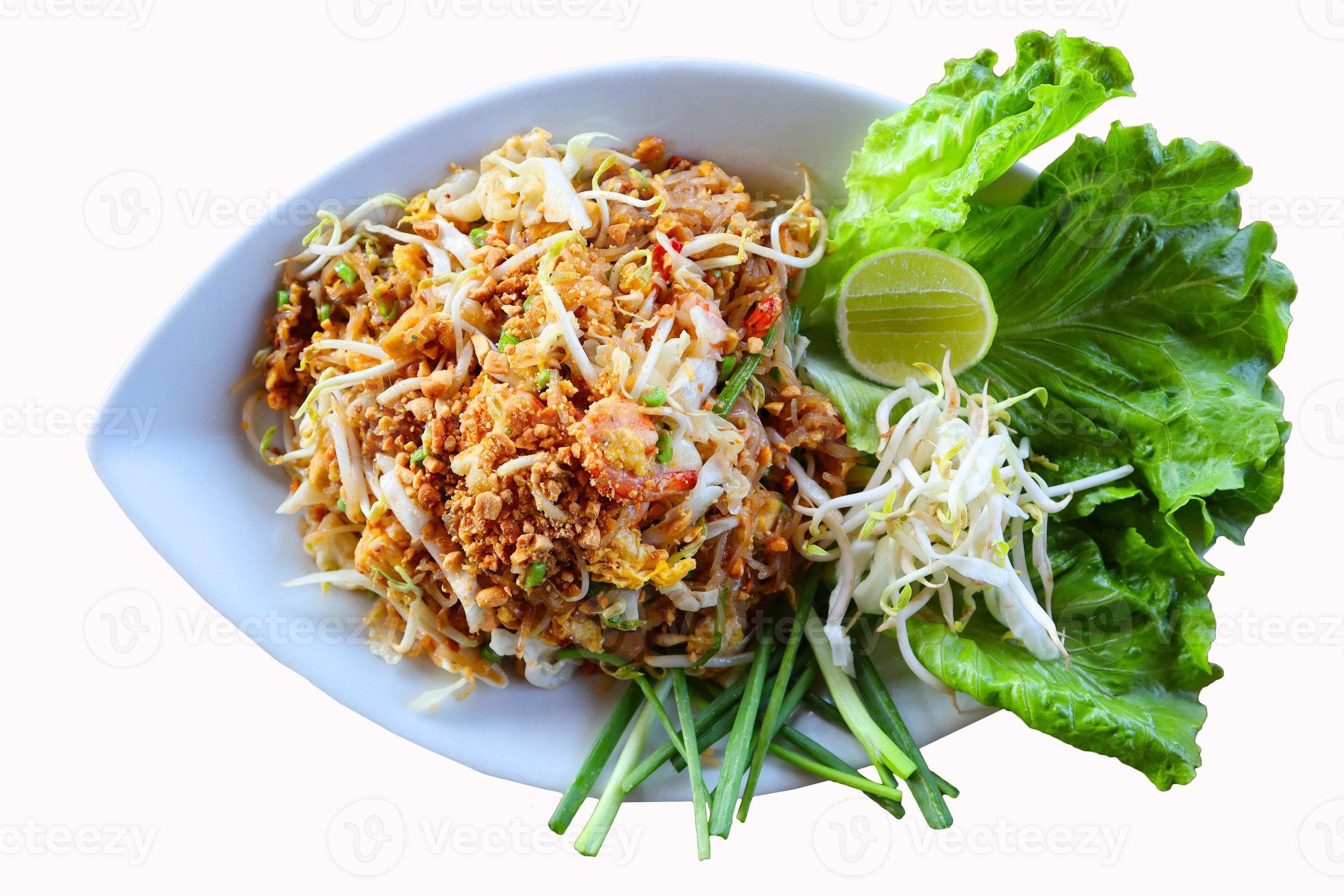 Thai food Pad Thai, Stir fry noodles with shrimp and vegetables