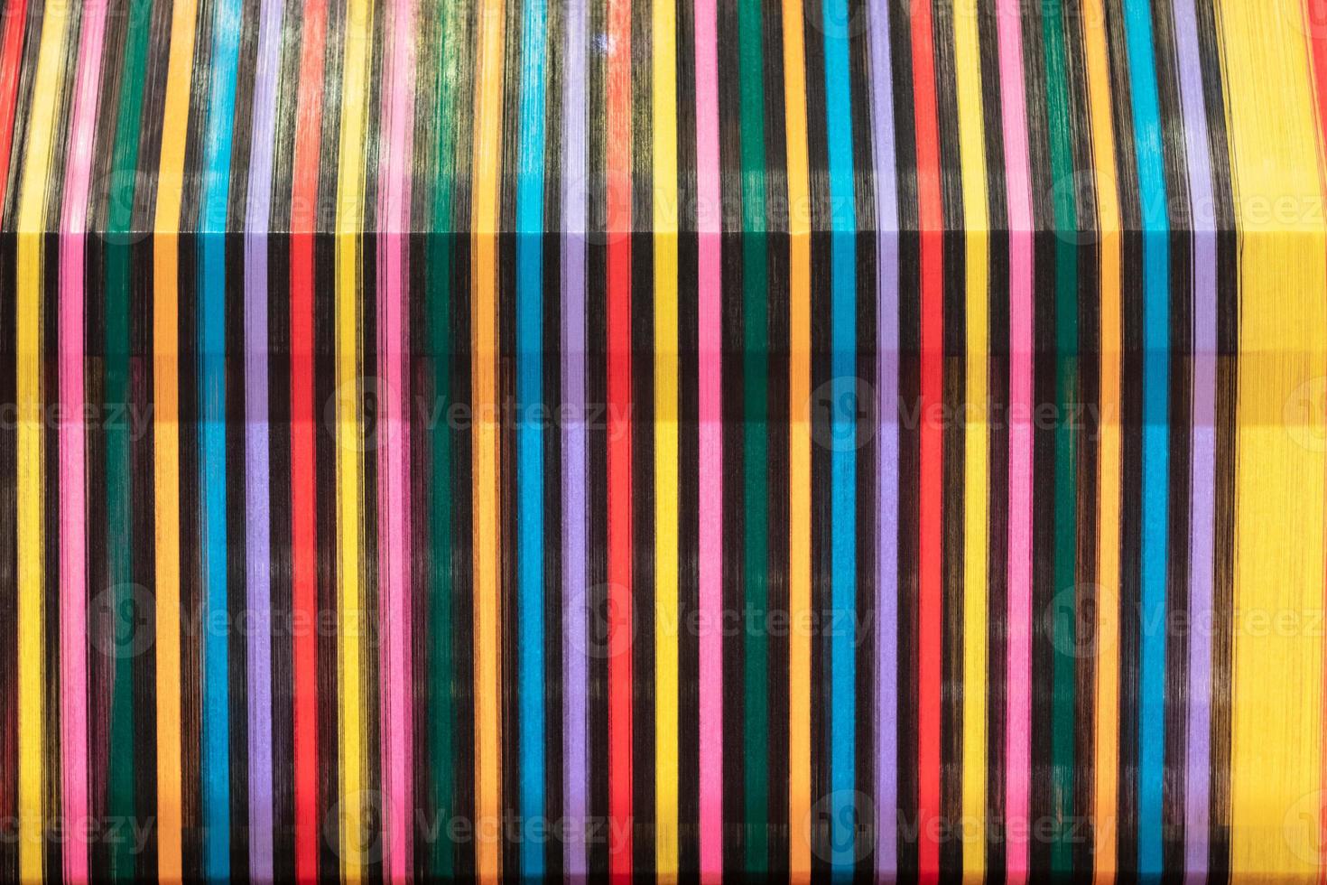 The yarn prepared inside the weaving machine is preparation for weaving local fabrics because local fabrics are handmade and have a high price because it takes quite a long time to weave. photo