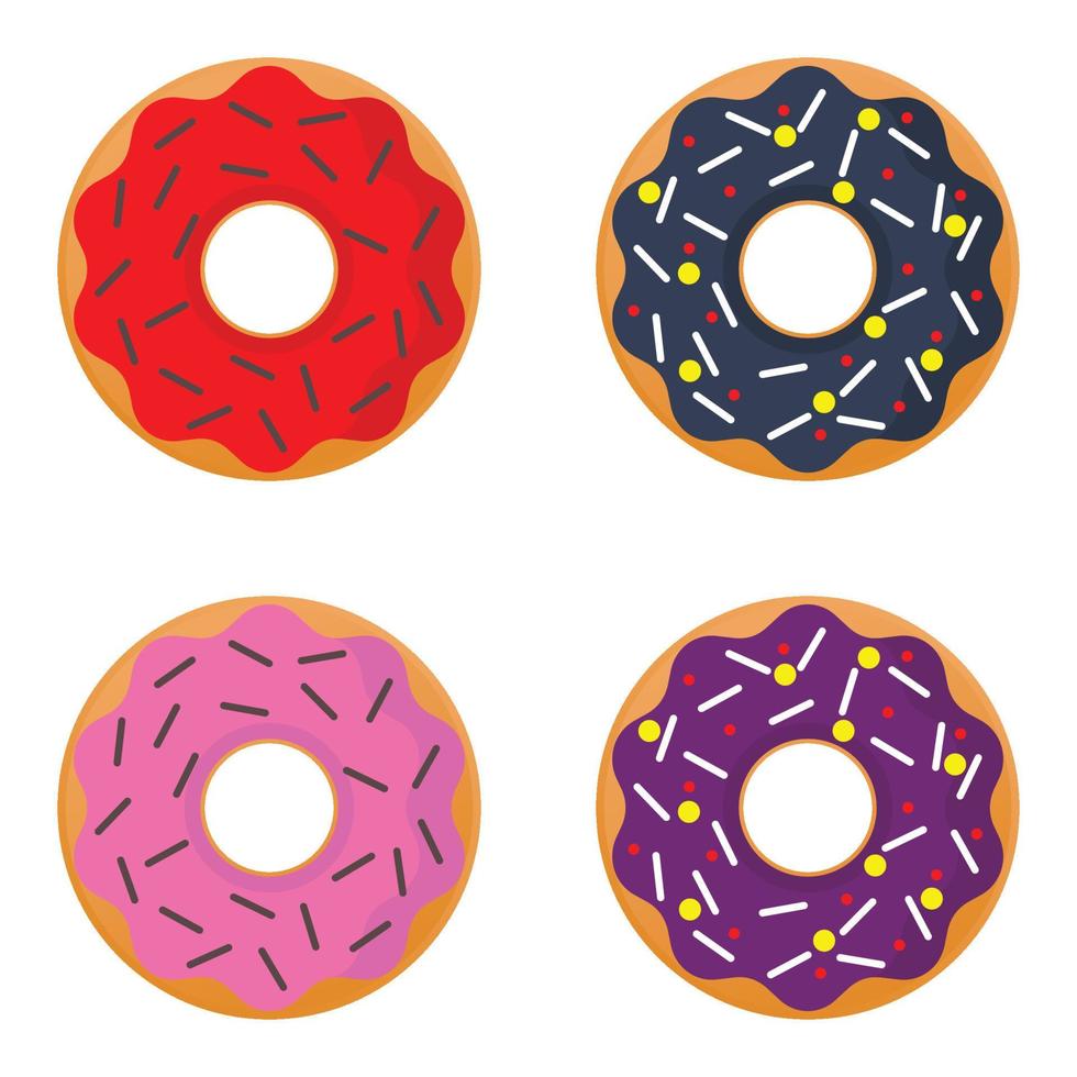 set of colorful donut icons, modern flat design on white background. vector illustration