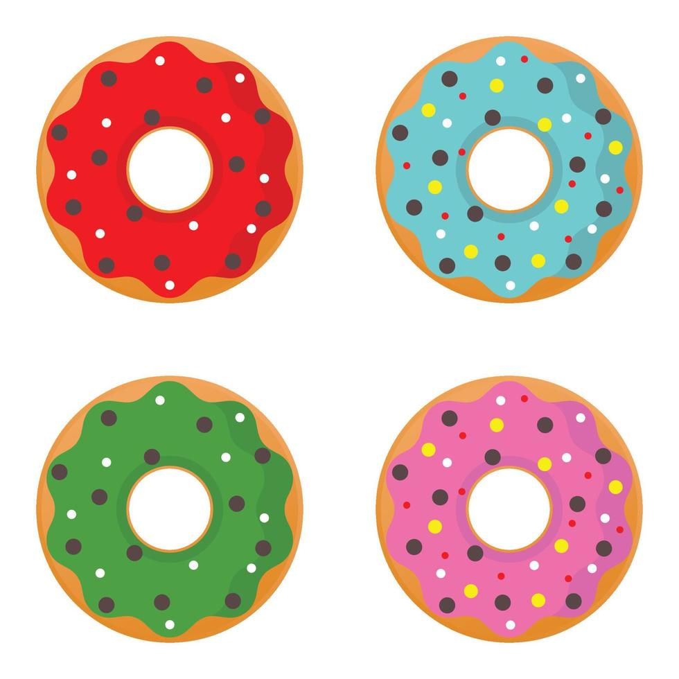 set of colorful donut icons, modern flat design on white background. vector illustration