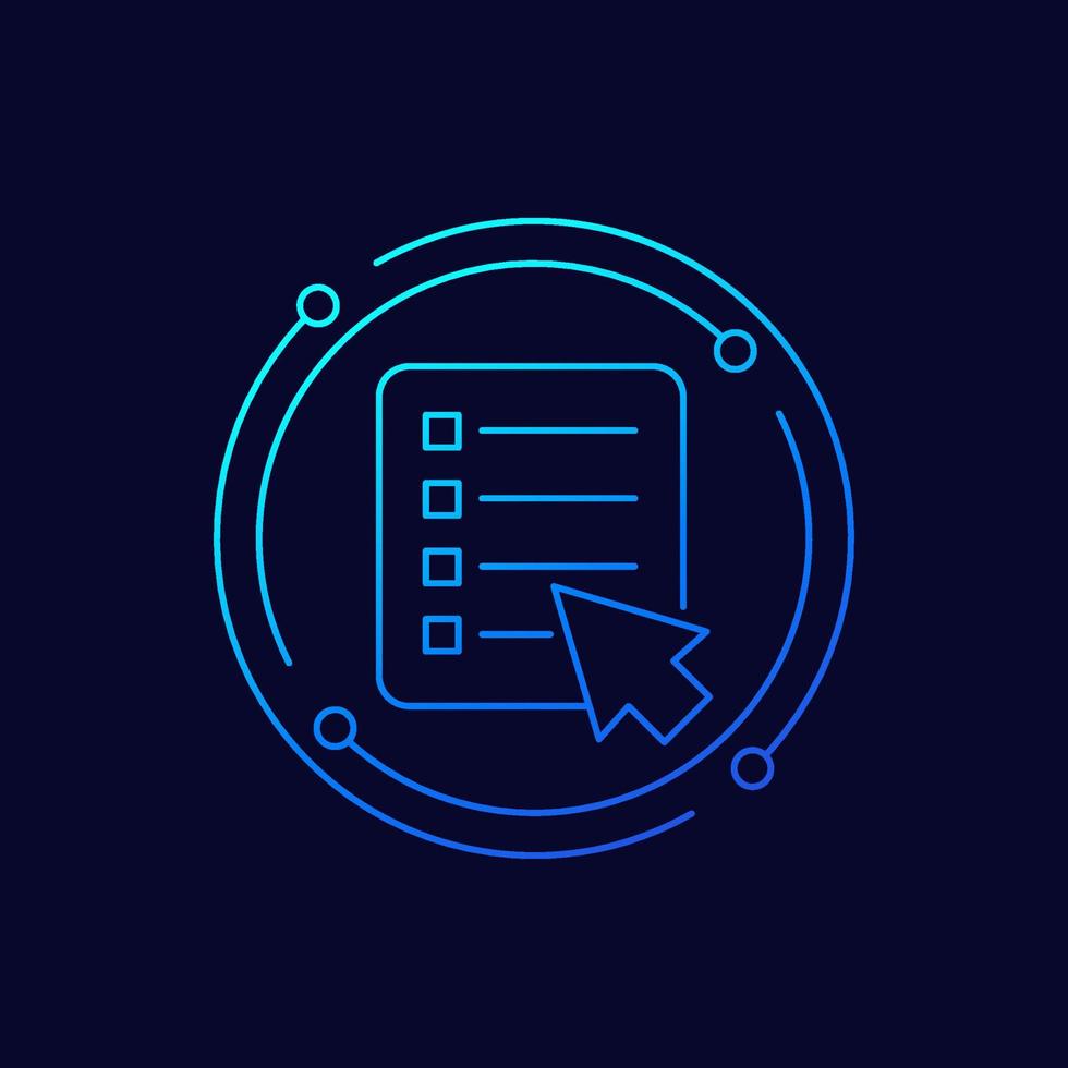 online survey icon, linear design vector
