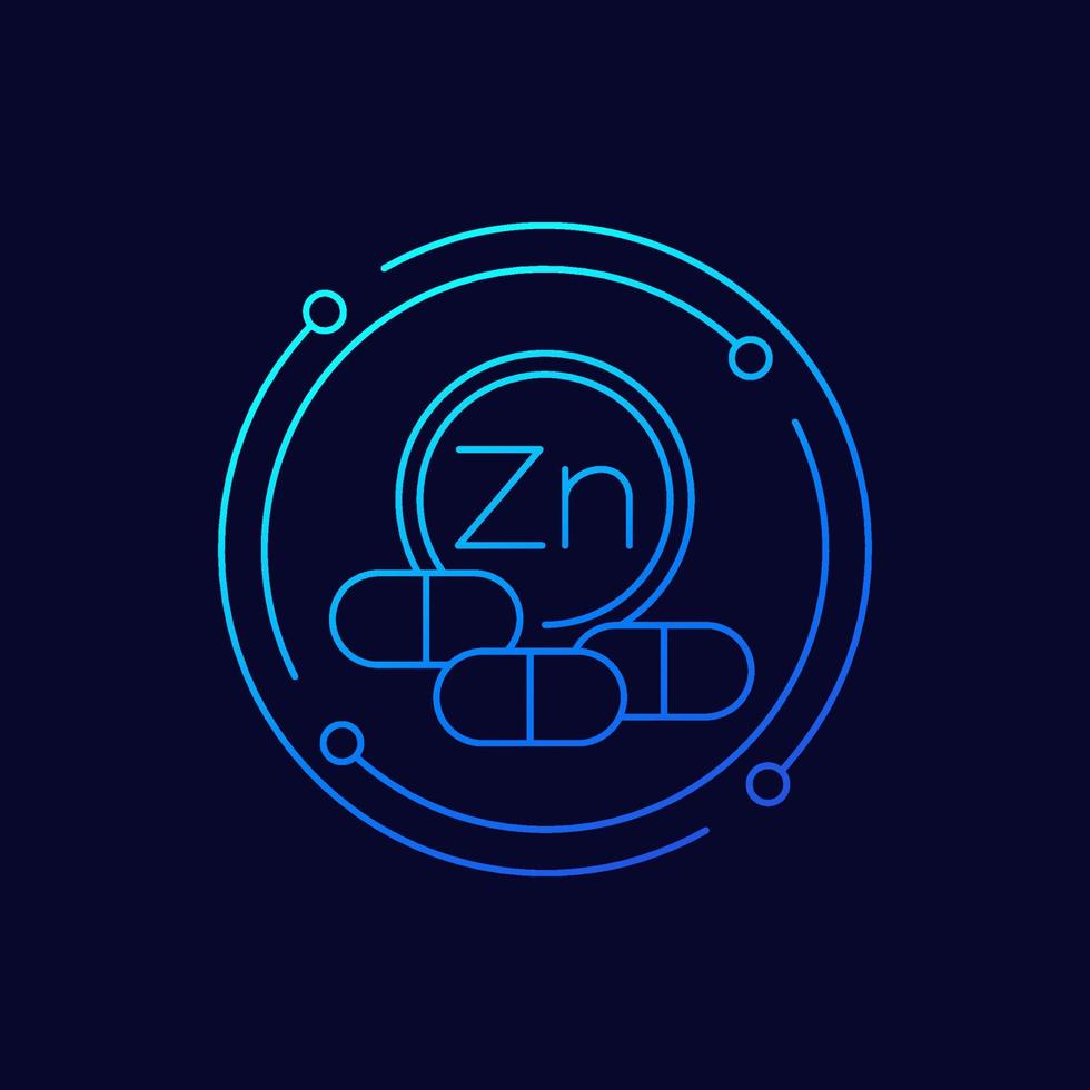 zinc mineral, Zn line vector icon