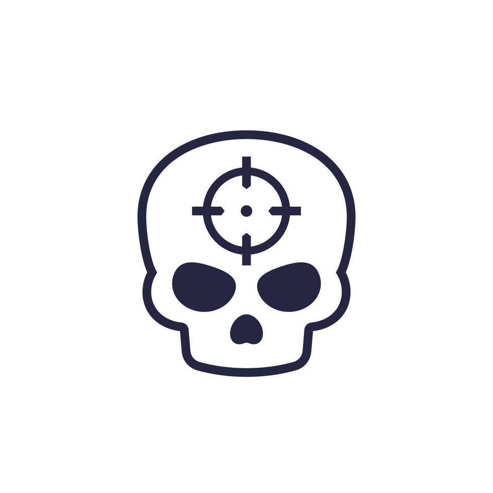 headshot icon with skull, shot in the head vector