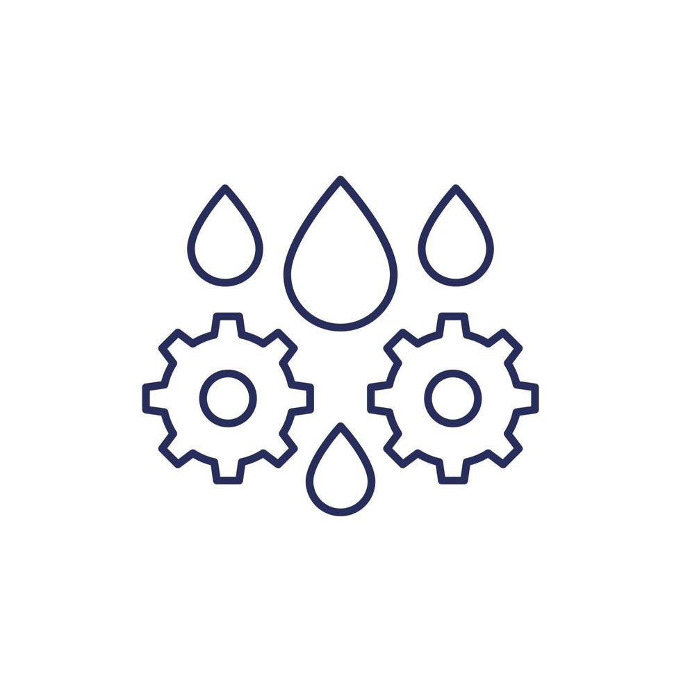 oil drops and gear line icon on white vector