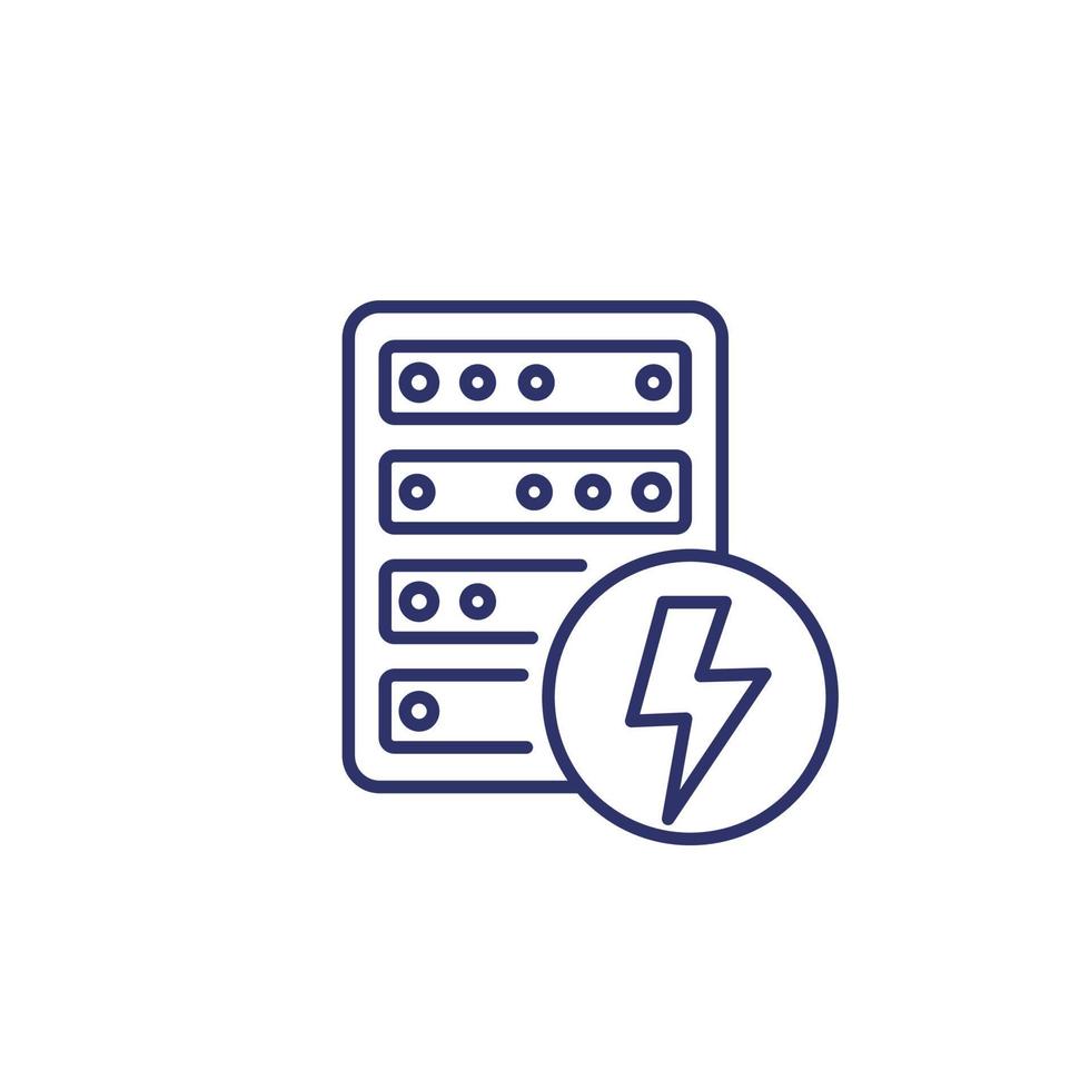 Server electricity warning, electric power line icon vector
