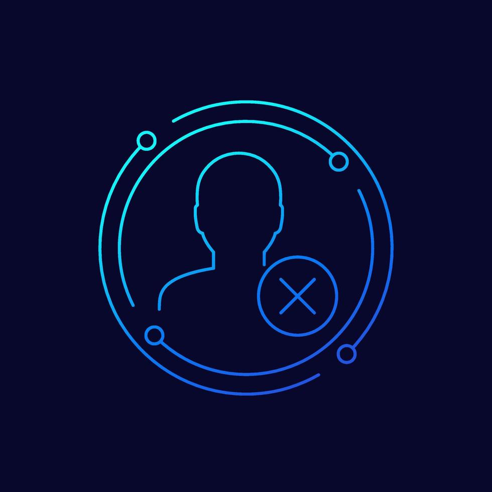 delete profile icon, erase personal data, linear design vector