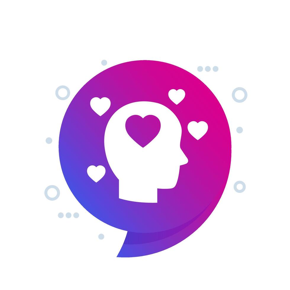 head and hearts, affection or passion icon, vector