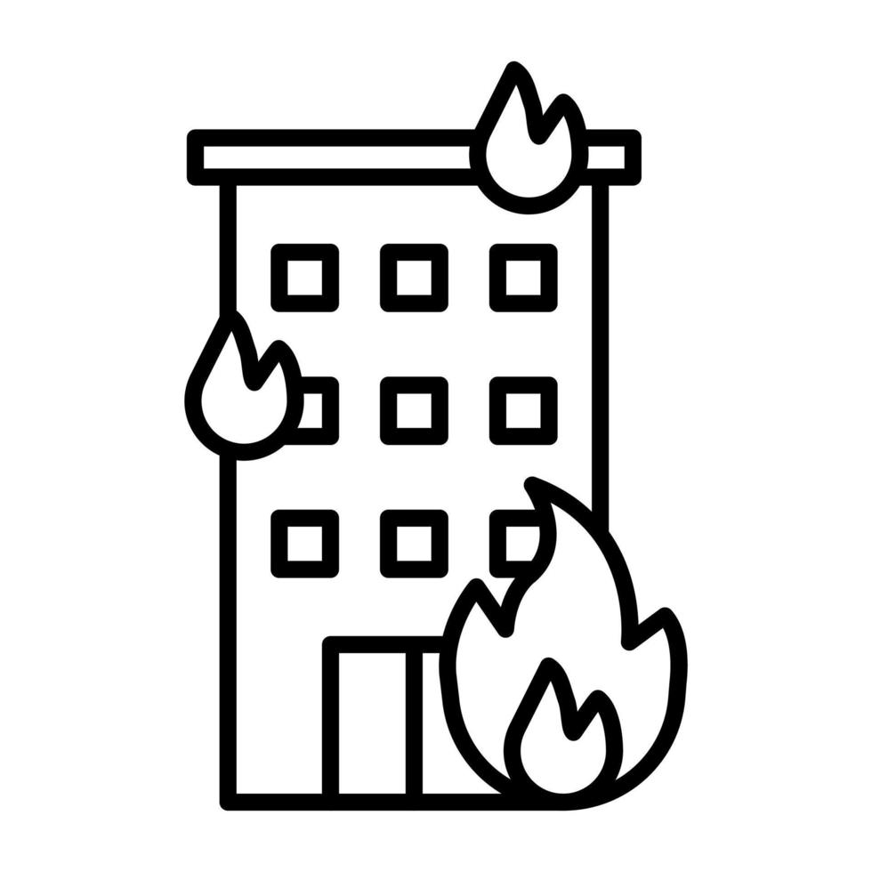 edificio fuego vector icono