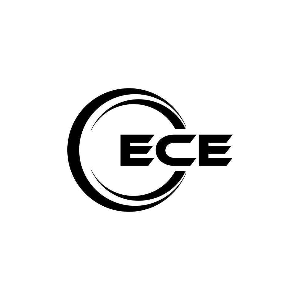 ECE letter logo design in illustration. Vector logo, calligraphy designs for logo, Poster, Invitation, etc.