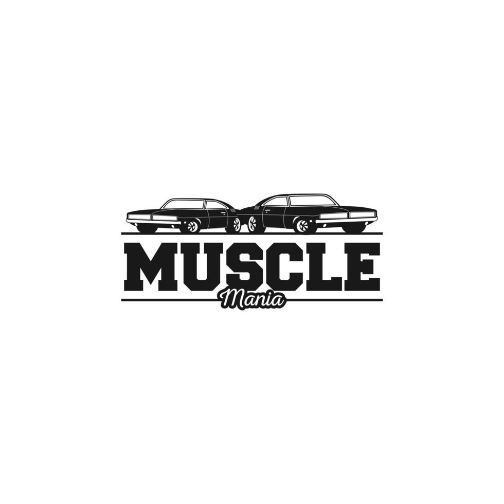 muscle car mania logo, american muscle logo on isolated background vector