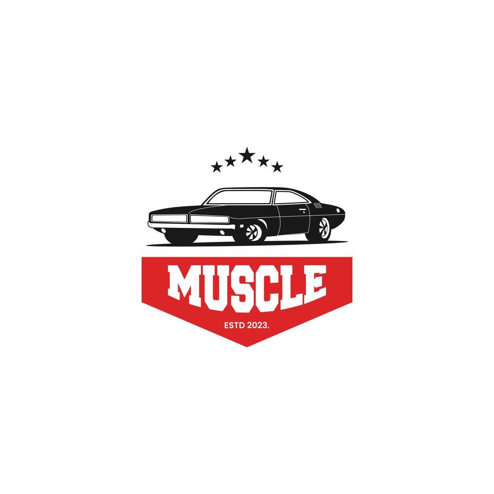 americano músculo coche etiqueta emblema logo ilustración vector