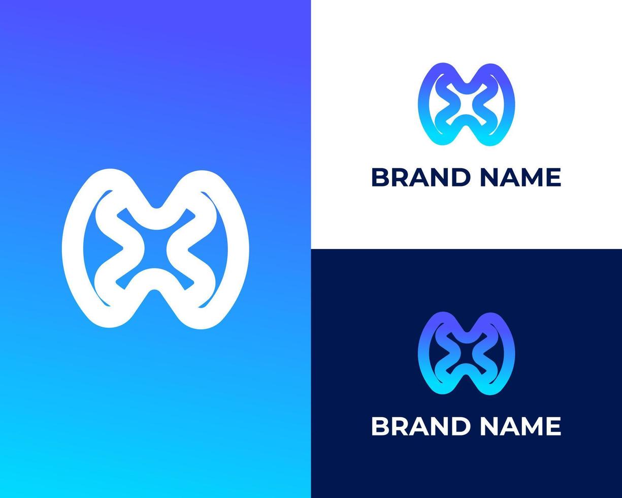 MX abstract Modern power tech and technology logo design vector
