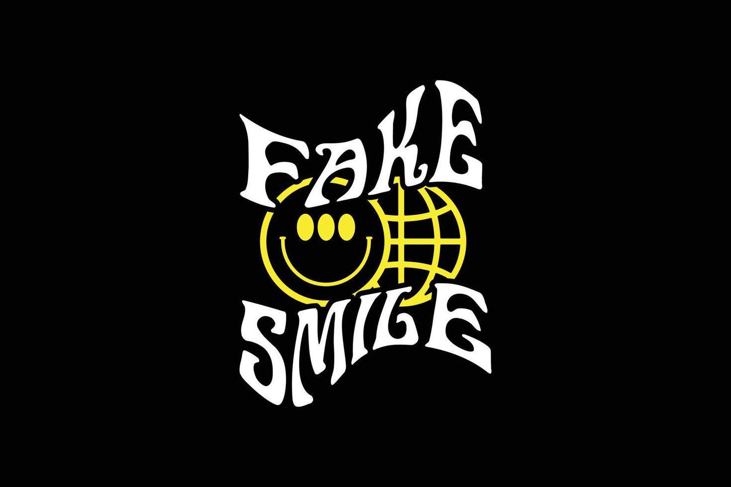 Streetwear fake smile design template for clothing brand vector