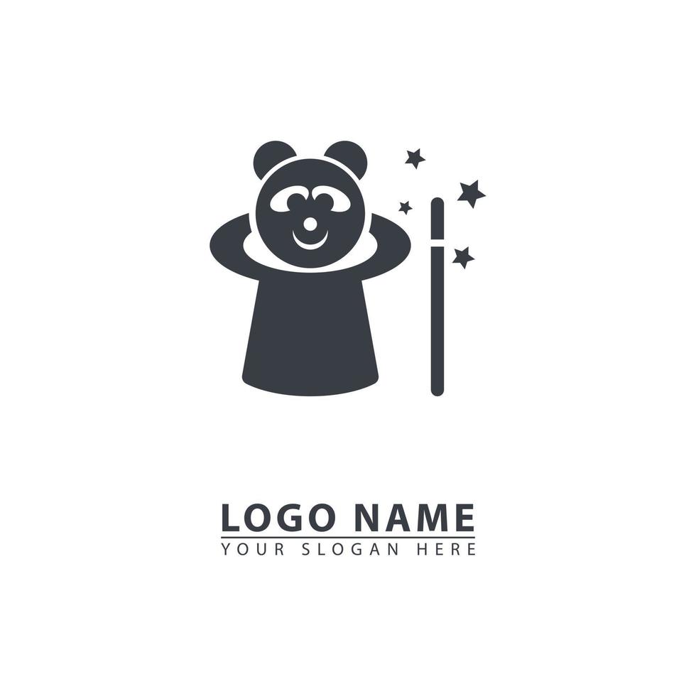 magic panda hat vector logo icon.