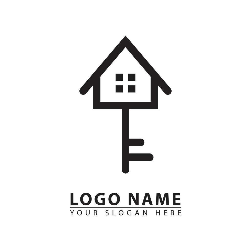 home and key vector logo icon.