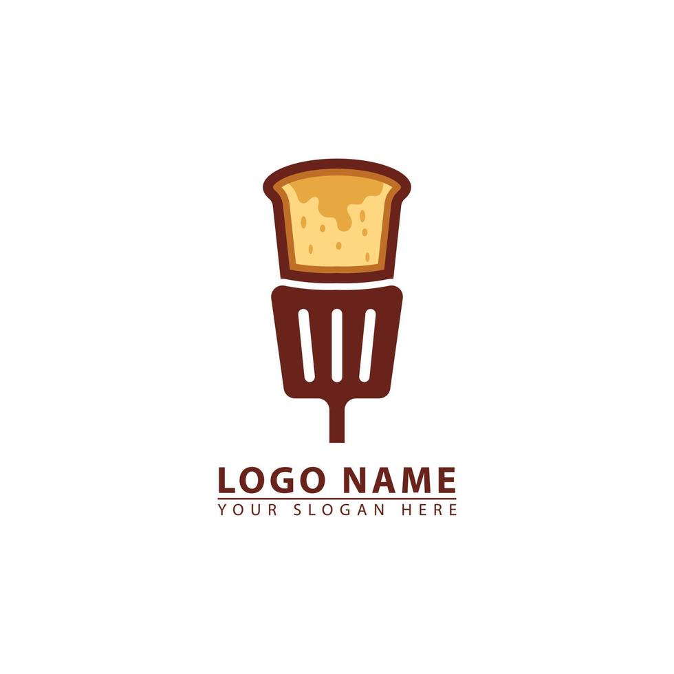 cooking spoon and bread vector logo icon.