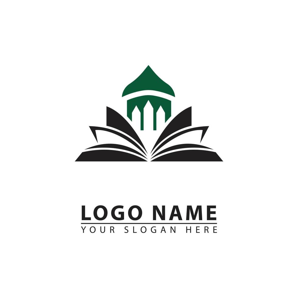 book and mosque dome vector logo icon.