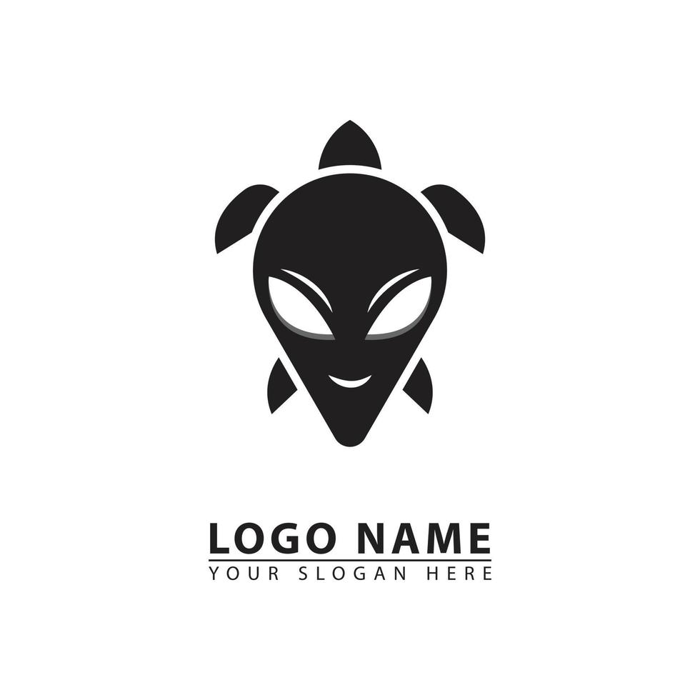 turtle face space creature vector logo icon.