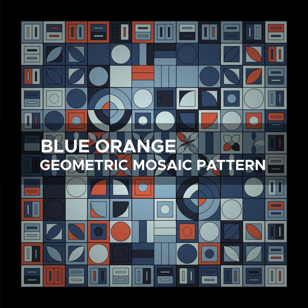 Blue Orange Geometric Mosaic Pattern vector