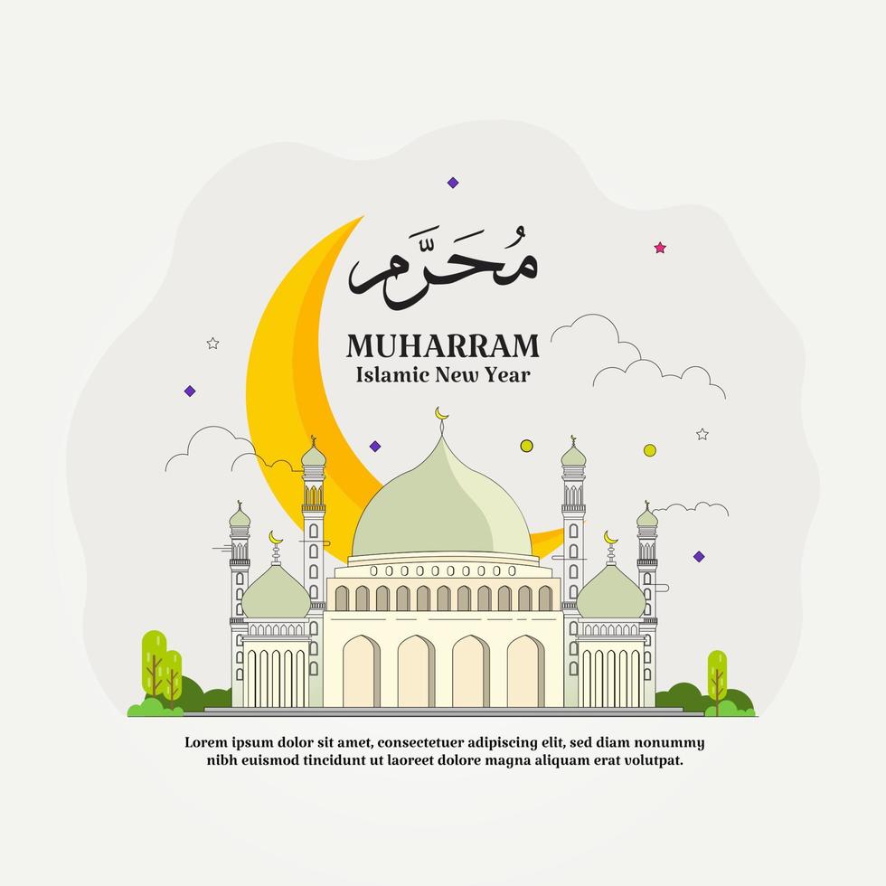 Line Art Muharram, Islamic New Year vector