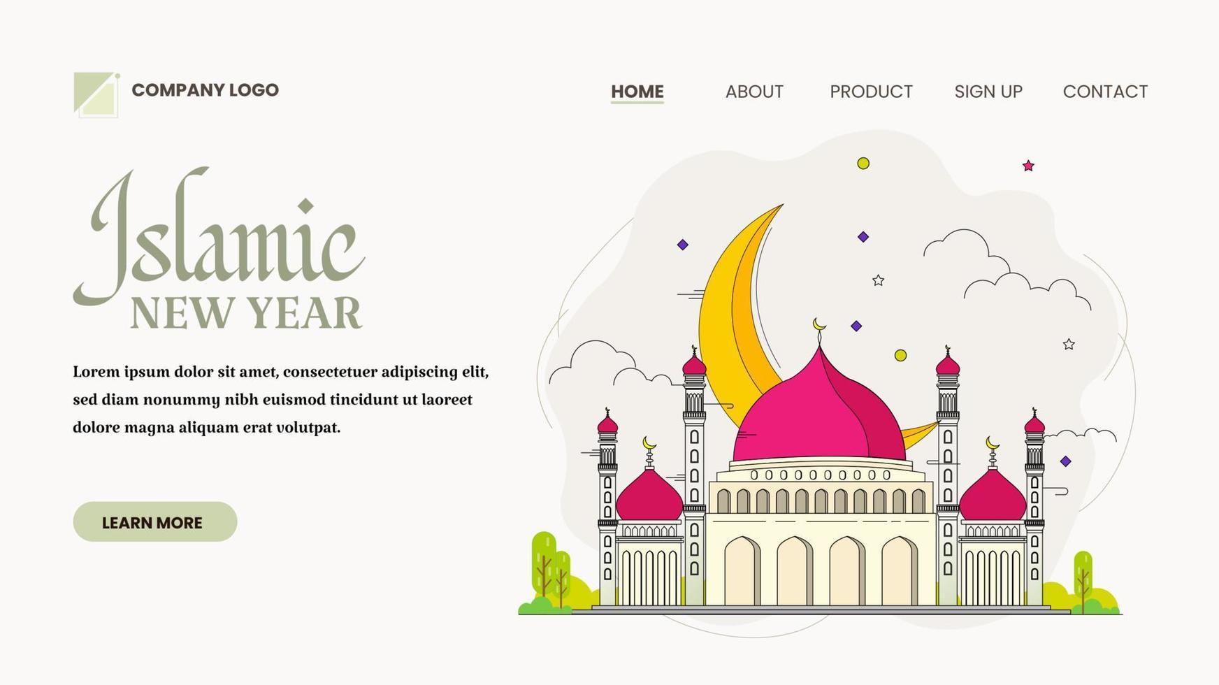 Muharram Landing Page Template vector