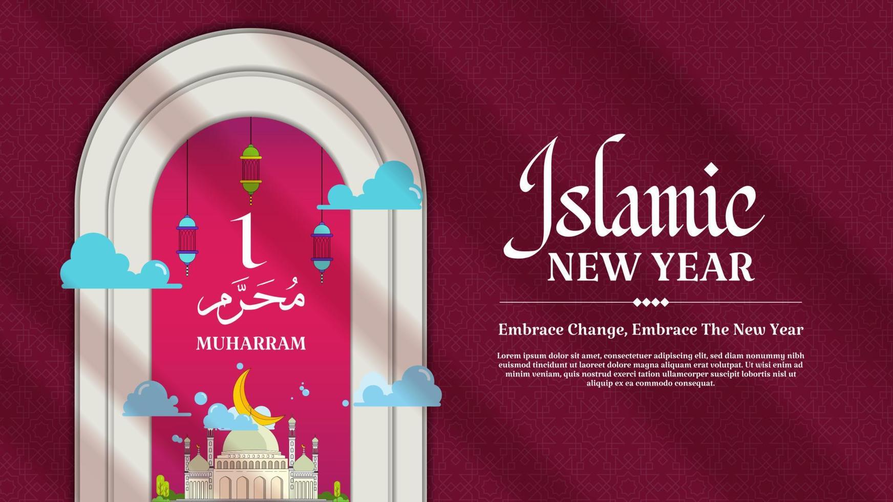 Realistic Muharram Banner Concept vector