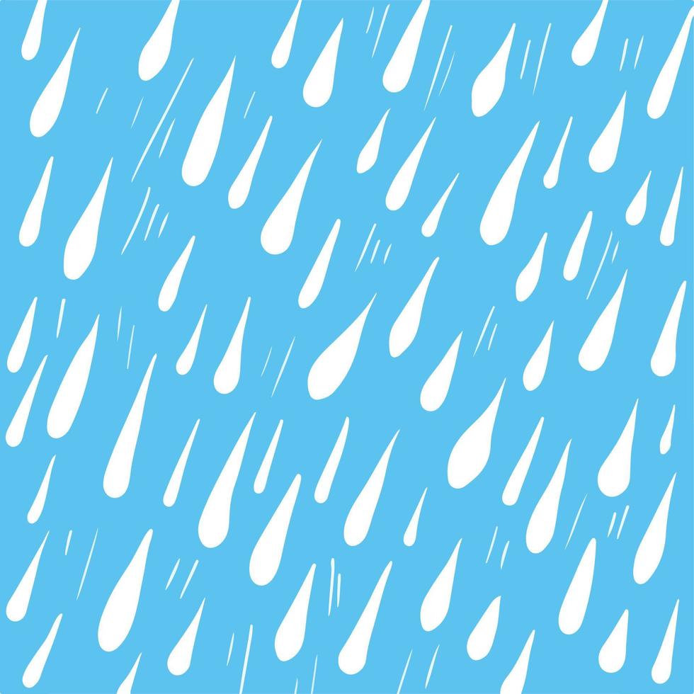 blanco resumen dibujos animados lluvia gotas modelo vector antecedentes aislado en azul cuadrado modelo fondo de pantalla. sencillo plano Arte estilo fondo para social medios de comunicación correo, bufanda textil o papel imprimir, y otros.