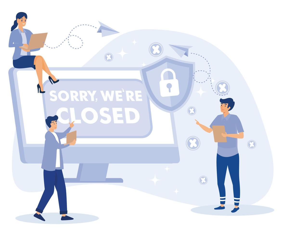 Sorry we are closed concept. Closed establishments cafe, shop, store. flat vector modern illustration