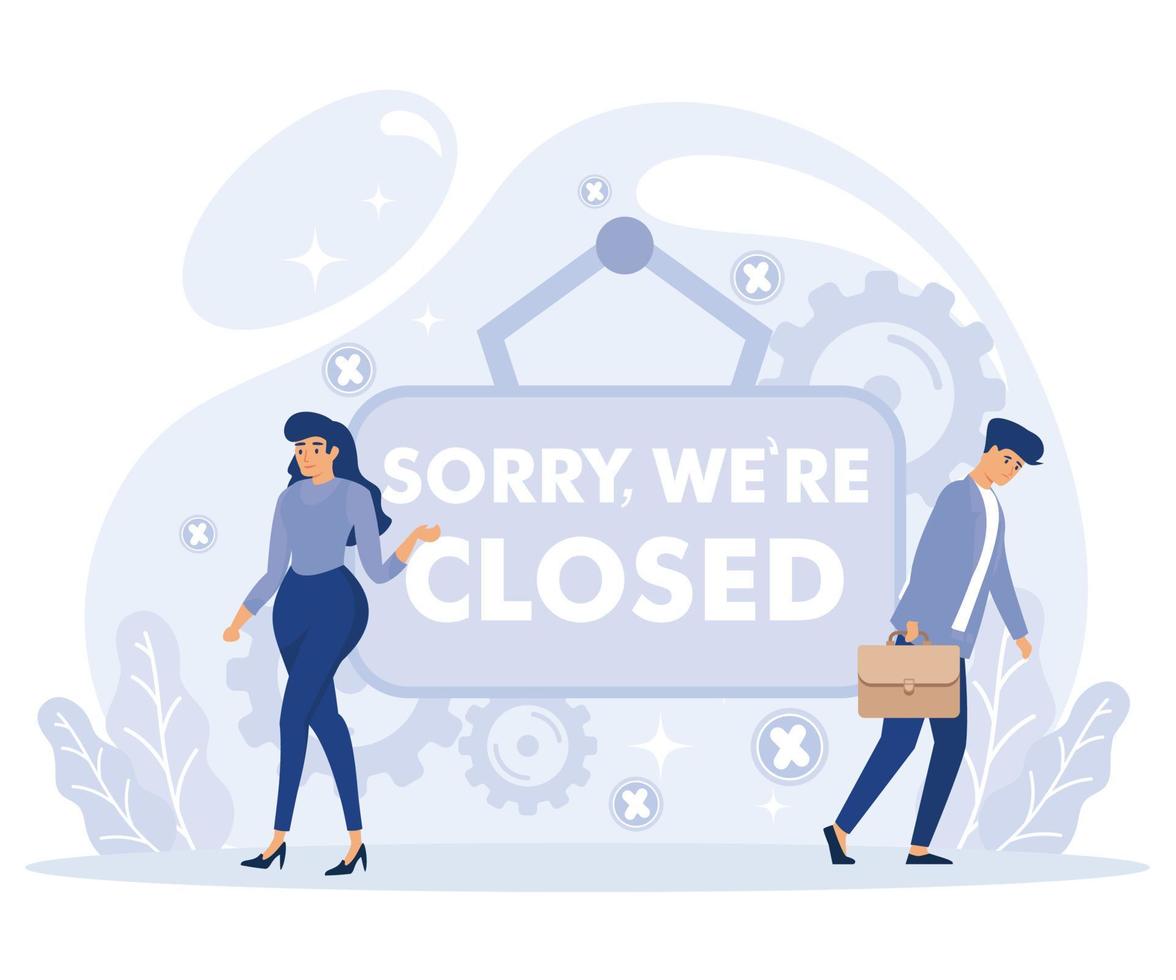 Sorry we are closed concept. Closed establishments cafe, shop, store. flat vector modern illustration