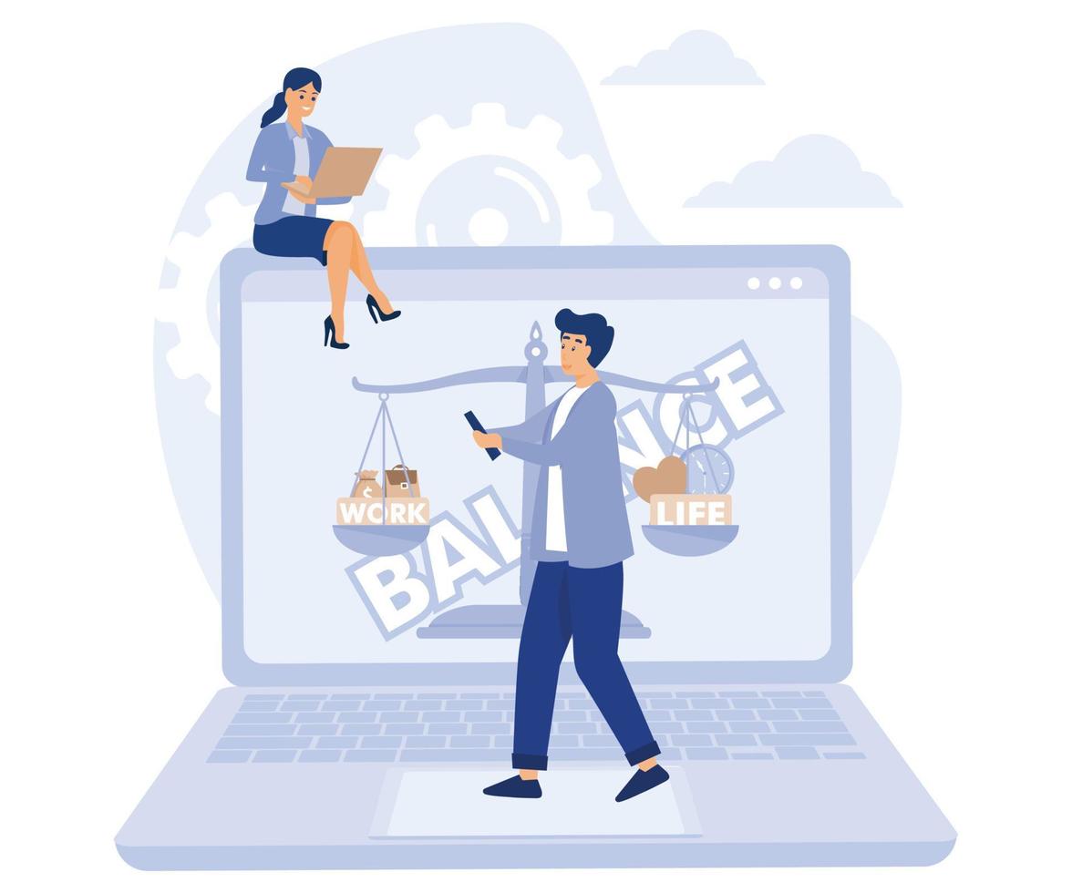 Work and life balance concept. leisure or business. flat vector modern illustration